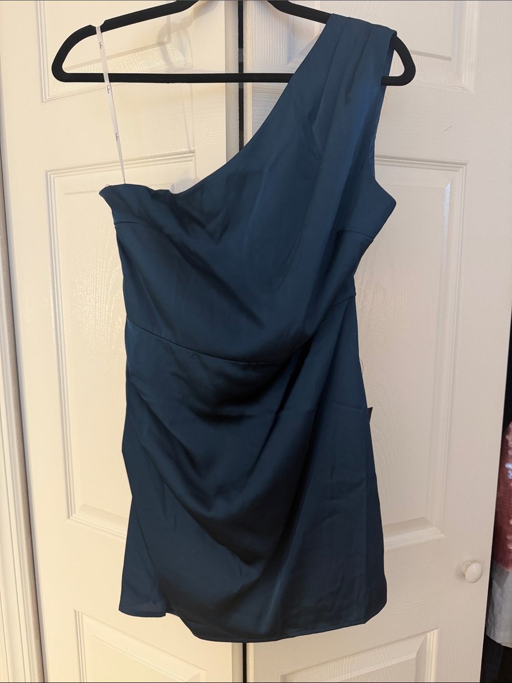 Lulu's One-Shoulder Teal Satin Cocktail Dress